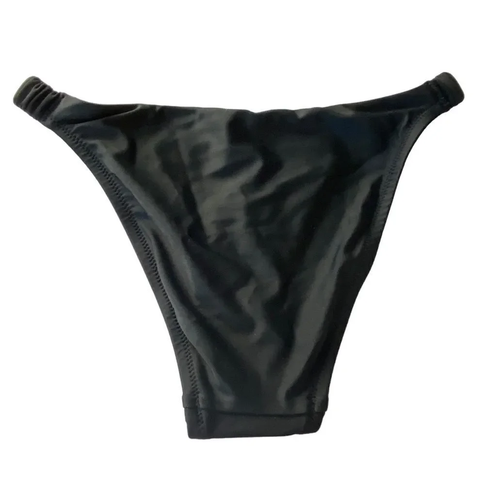 J Crew Black Scrunchie Strap Full Coverage Bikini Bottom Sz XXS NWT